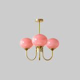 Modern Globe Chandelier  Pink Glass with Brass Arms - Product detail 57