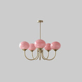 Modern Glass Chandelier  Pink Globe Brass Finish - Product detail 67