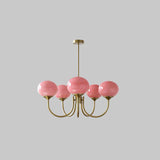 Modern Glass Chandelier  Pink Globe Brass Finish - Product detail 58