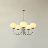 Modern Globe Chandelier  Pink Glass with Brass Arms - Product detail 71