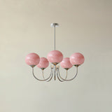 Modern Glass Chandelier  Pink Globe Brass Finish - Product detail 70