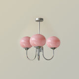 Modern Glass Chandelier  Pink Globe Brass Finish - Product detail 64