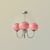 Modern Glass Chandelier  Pink Globe Brass Finish - Product detail 56