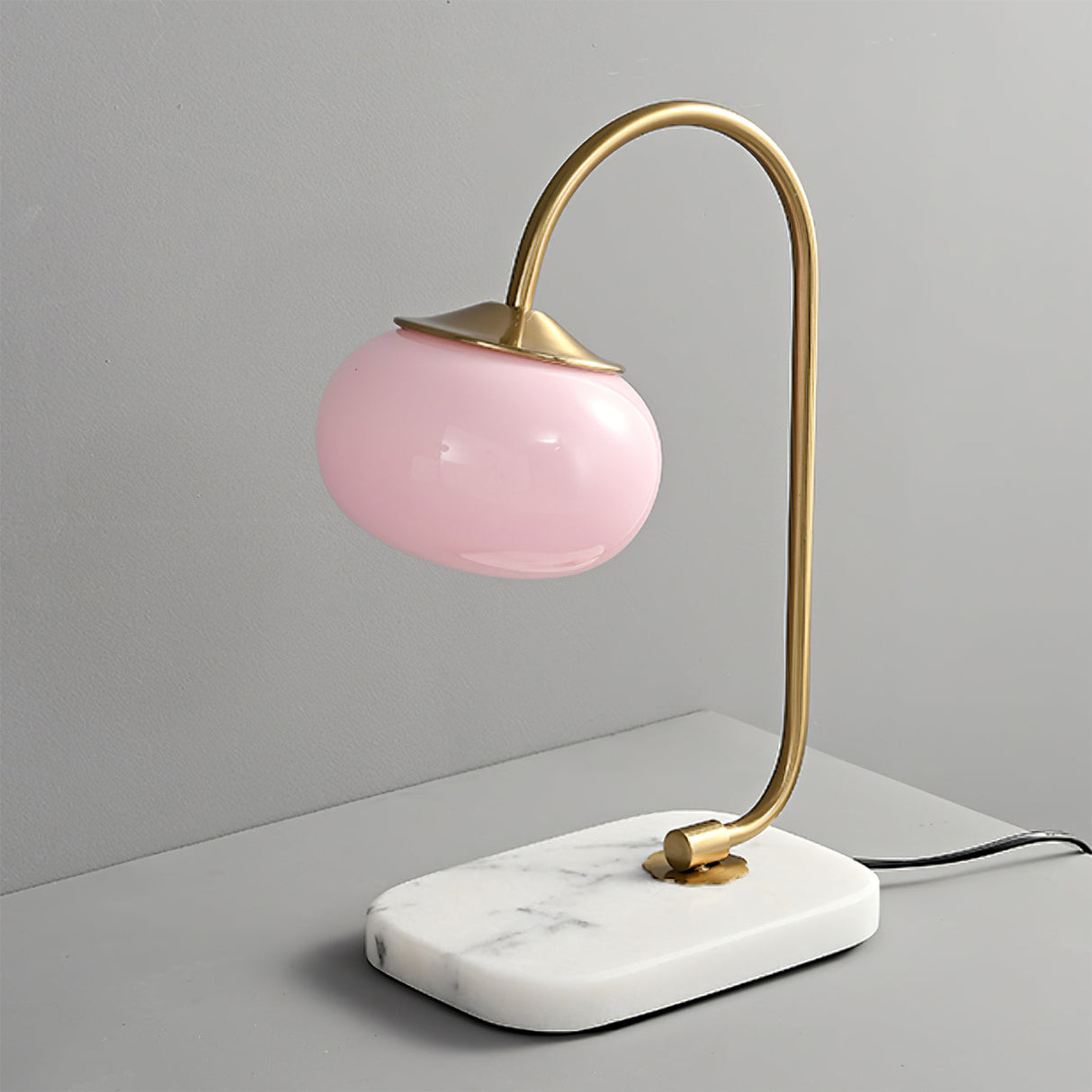 Modern Table Lamp  Pink Glass Globe With Gold Stand - Product detail 24