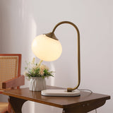 Modern Table Lamp  Pink Glass Globe With Gold Stand - Detailed view