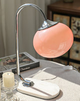 Modern Table Lamp  Pink Glass Globe With Gold Stand - Product detail 20