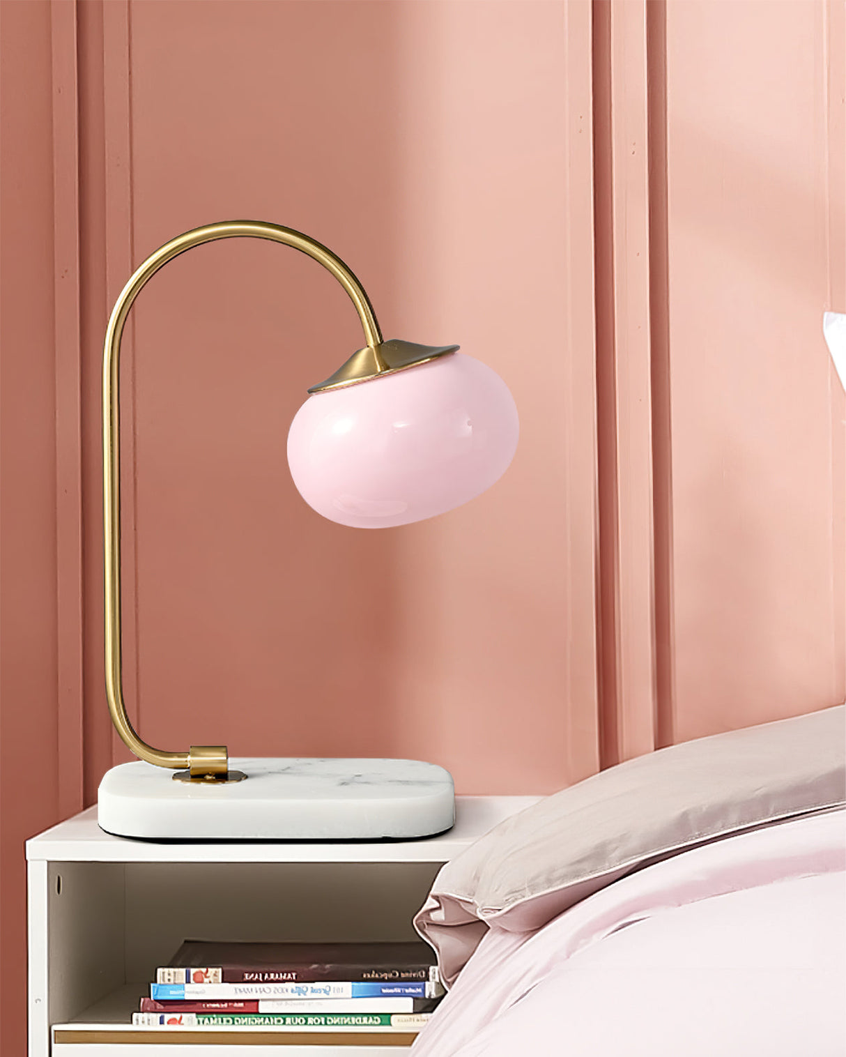 Modern Table Lamp  Pink Glass Globe With Gold Stand - Product detail 16