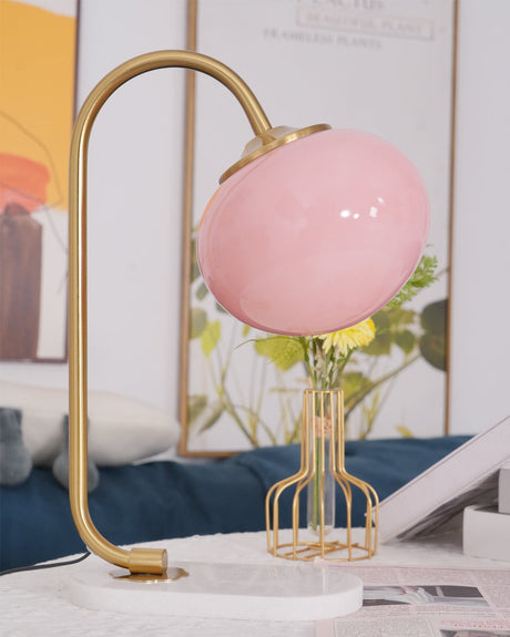Modern Table Lamp  Pink Glass Globe With Gold Stand - Product detail 28
