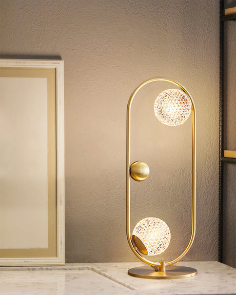 Modern Glass Table Lamp  Brass Ring Design with Spherical Diffusers - Product detail 16