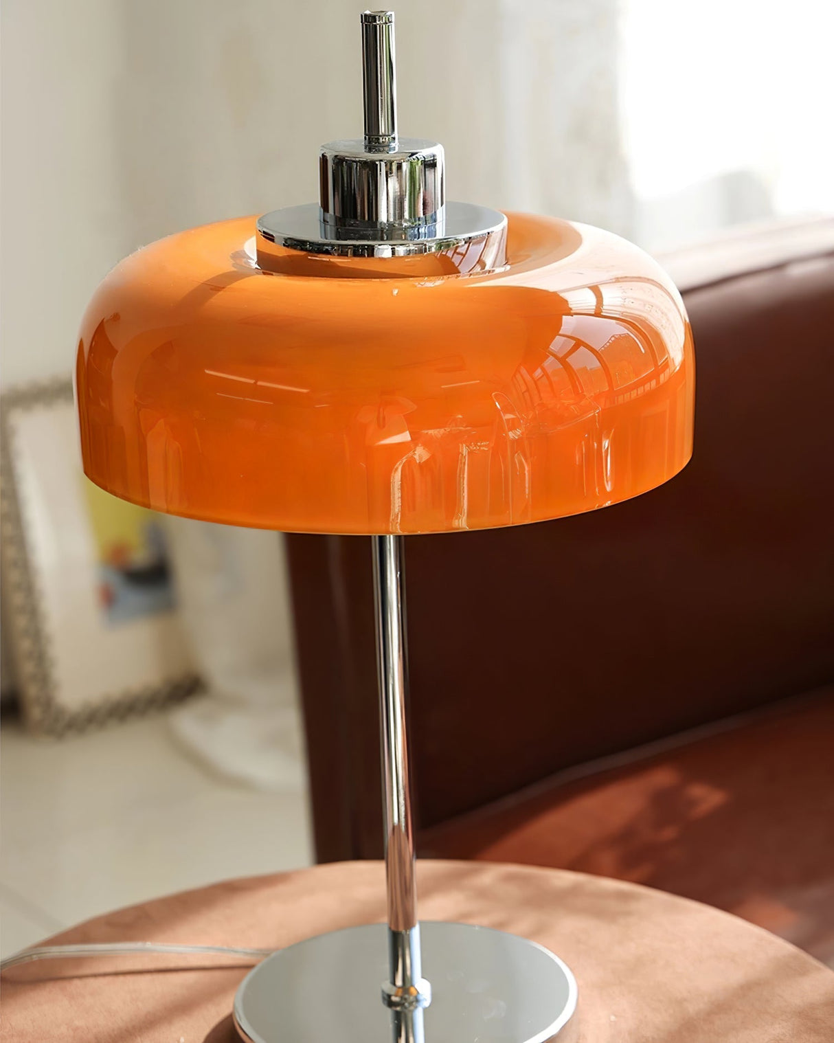 Modern LED Table Lamp  Orange Glass Dome Chrome Base - Product detail 19