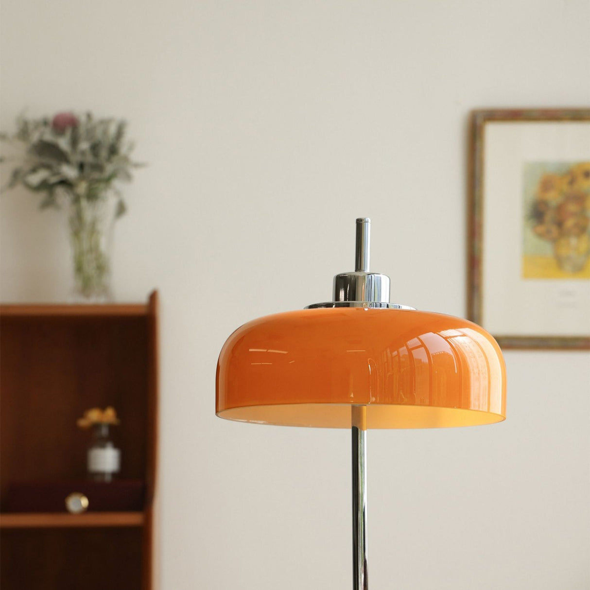 Modern LED Table Lamp  Orange Glass Dome Chrome Base - Product detail 23