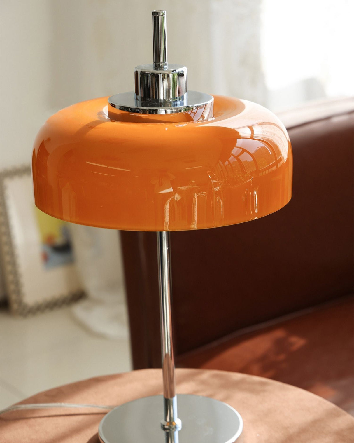 Modern LED Table Lamp  Orange Glass Dome Chrome Base - Product detail 16