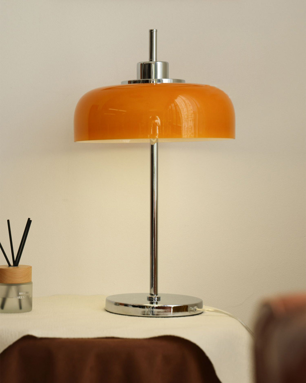 Modern LED Table Lamp  Orange Glass Dome Chrome Base - Product detail 29
