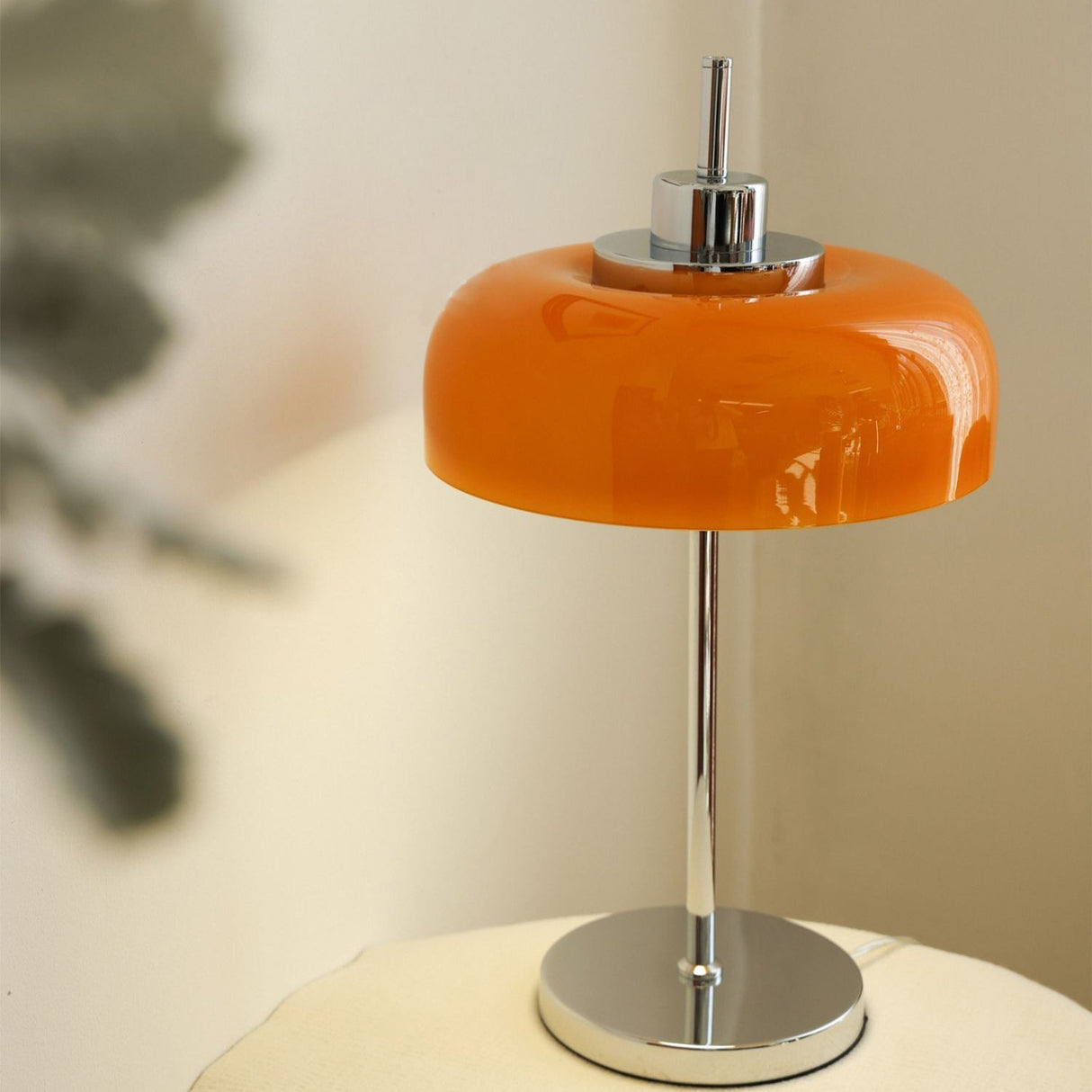 Modern LED Table Lamp  Orange Glass Dome Chrome Base - Product detail 4