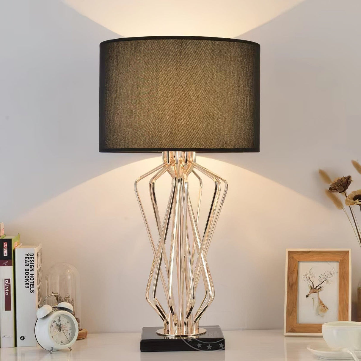 Modern Table Lamp  Geometric Gold Metal Base - Product detail 13