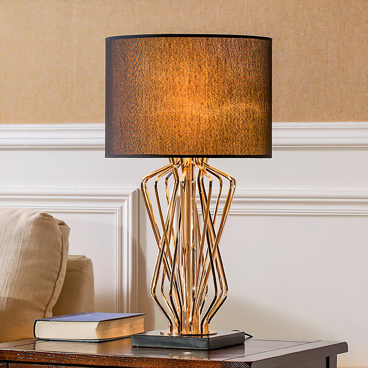 Modern Table Lamp  Geometric Gold Metal Base - Product detail 14