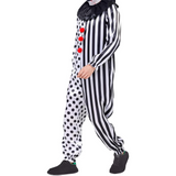 Classic Clown Costume Jumpsuit  Split Polka Dot Striped Design - Detailed view
