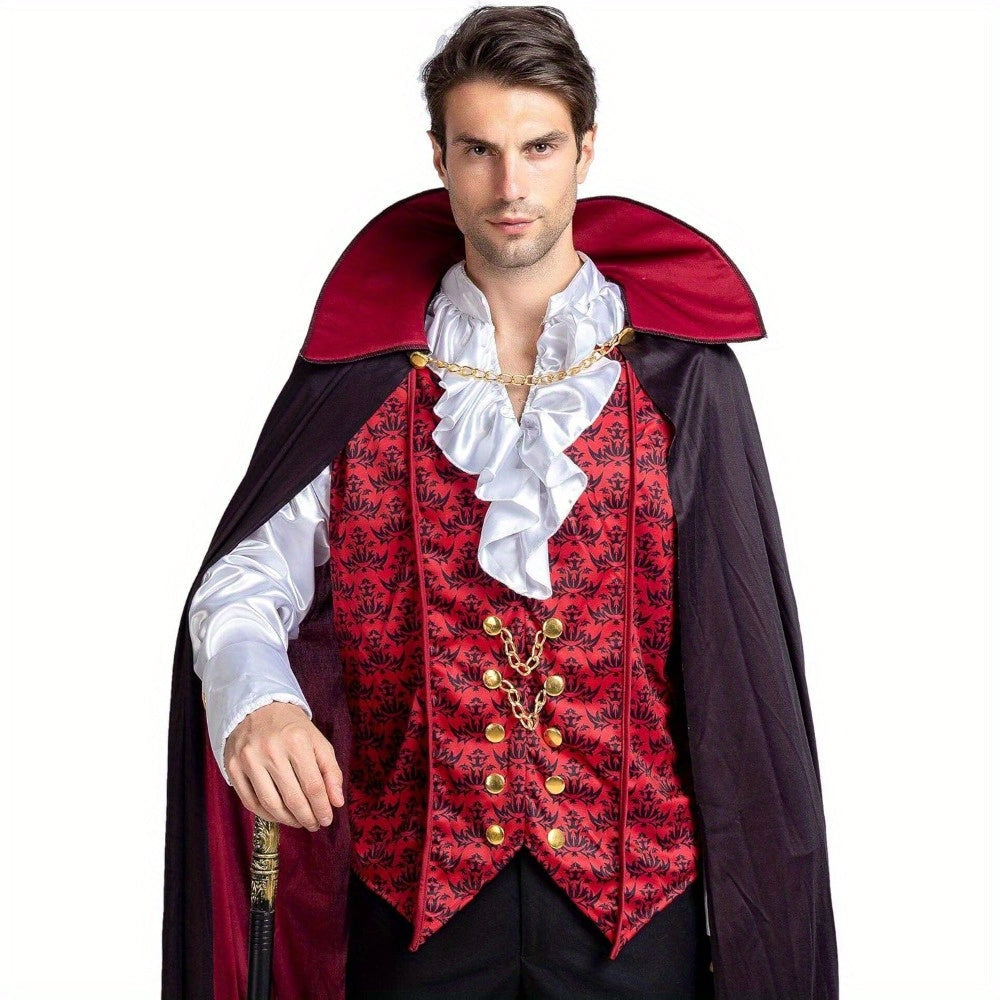 Gothic Vampire Costume  Victorian Style Cape and Vest Set - Product detail 4