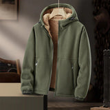 Sherpa Lined Fleece Jacket  Mens Hooded Winter Coat - Detailed view