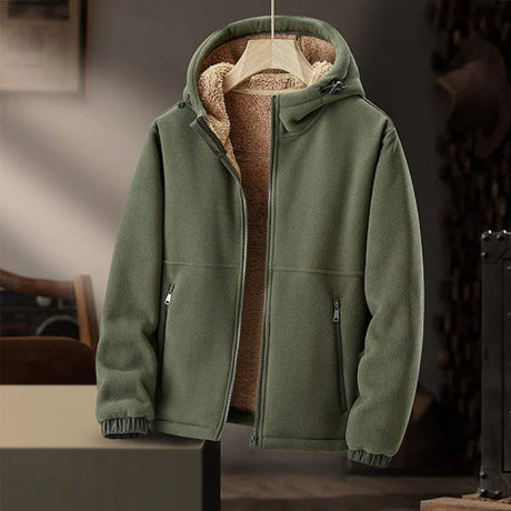 Sherpa Lined Fleece Jacket  Mens Hooded Winter Coat - Detailed view