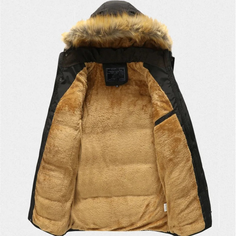 Mens Winter Puffer Coat  Fur Hood Insulated Design - Product detail 5