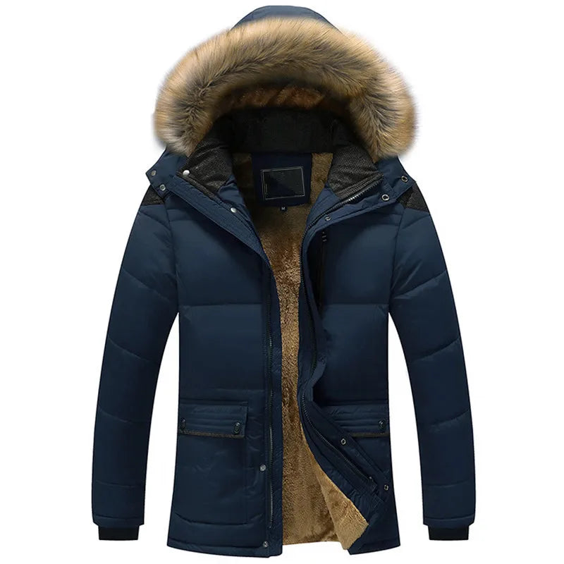Mens Winter Puffer Coat  Fur Hood Insulated Design - Product detail 6