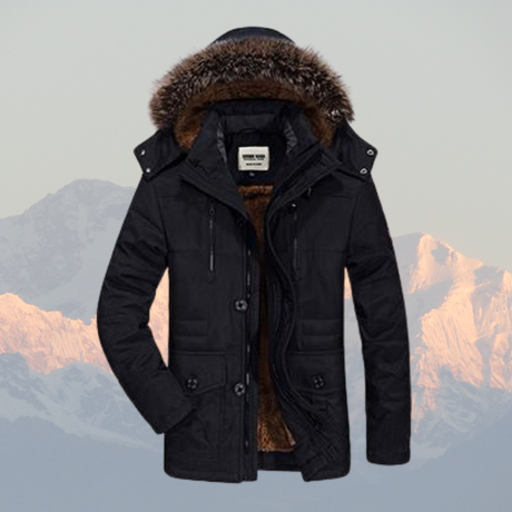 Winter Parka Jacket  Mid-Length Insulated Design With Fur Hood - Product showcase
