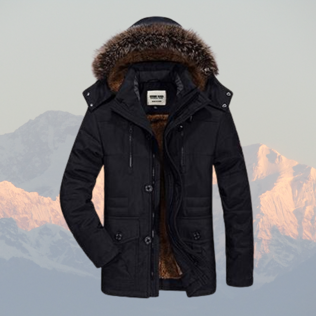 Winter Parka Jacket  Mid-Length Insulated Design With Fur Hood - Product showcase