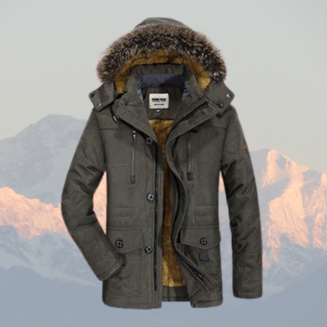 Winter Parka Jacket  Mid-Length Insulated Design With Fur Hood - Detailed view