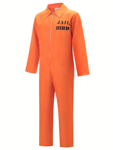 Halloween Prison Jumpsuit  Orange Zip-Front Costume - Product detail 6