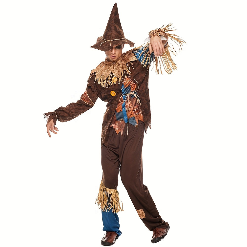 Scarecrow Halloween Costume  Patchwork Design With Straw Accents - Product detail 4