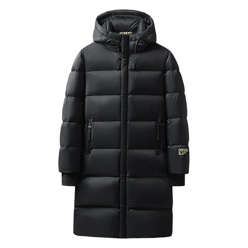 Winter Down Coat  Premium Nylon Long Puffer Jacket - Detailed view