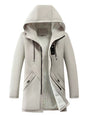 Winter Hooded Jacket  Fleece Lined Windproof Mid-Length Coat - Product showcase