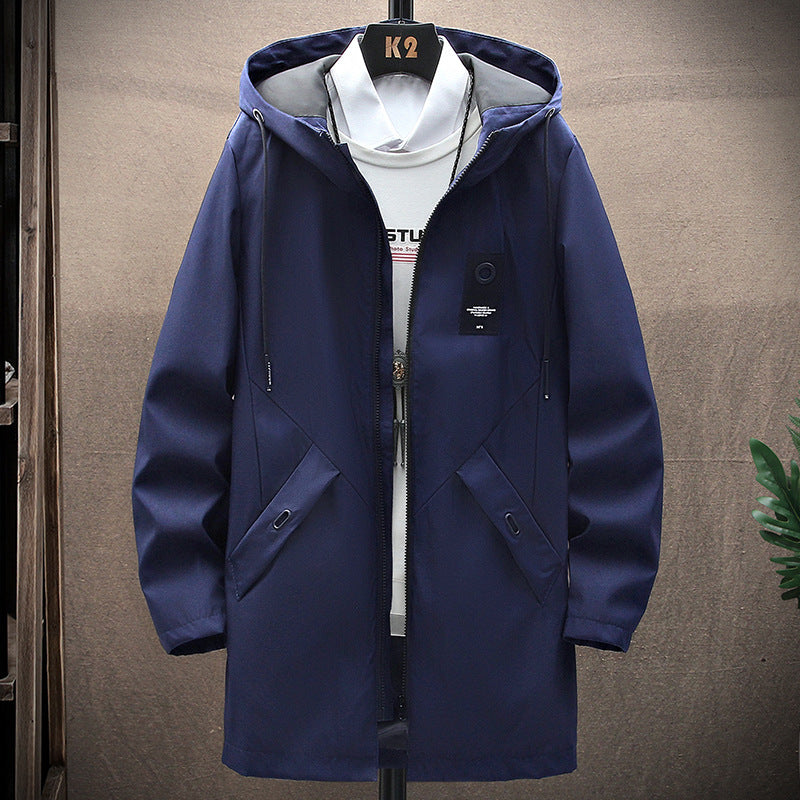 Winter Hooded Jacket  Fleece Lined Windproof Mid-Length Coat - Detailed view