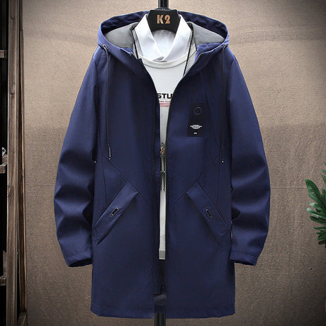 Winter Hooded Jacket  Fleece Lined Windproof Mid-Length Coat - Detailed view
