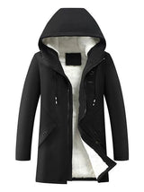 Winter Hooded Jacket  Fleece Lined Windproof Mid-Length Coat - Product detail 4