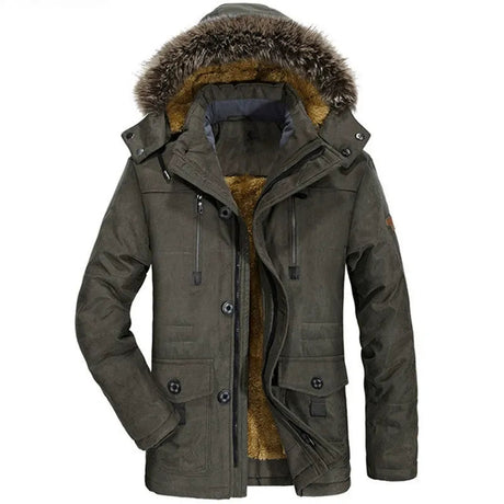 Winter Mens Parka  Plush Lined Hooded Coat - Product detail 4