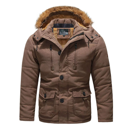 Winter Mens Parka  Plush Lined Hooded Coat - Product detail 5
