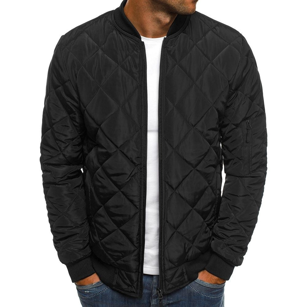 Quilted Bomber Jacket  Diamond Stitch Design - Detailed view