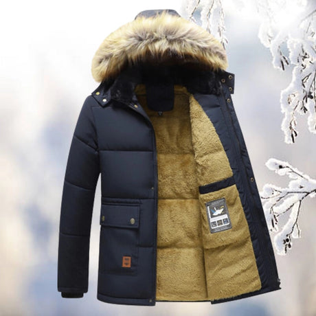 Winter Parka Coat  Quilted Design With Fur Hood - Detailed view