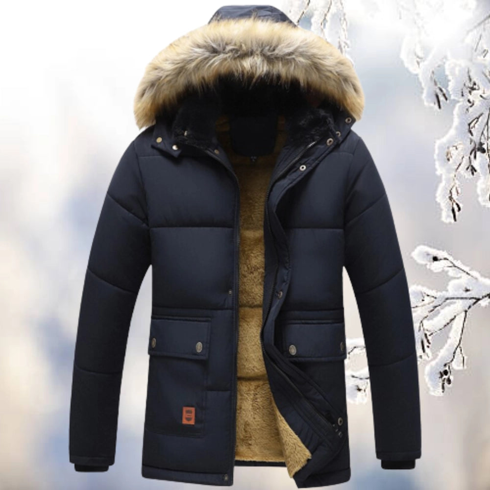 Winter Parka Coat  Quilted Design With Fur Hood - Product example