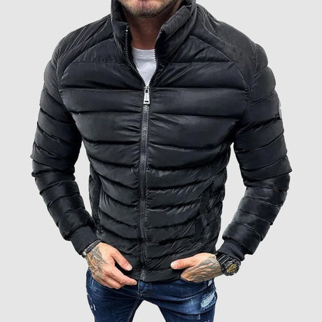Mens Quilted Puffer Jacket  Slim Fit Winter Design - Product showcase
