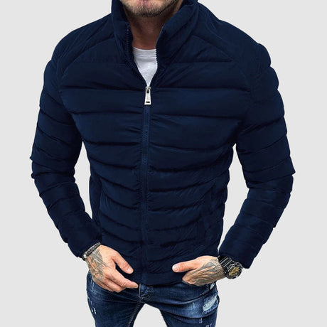 Mens Quilted Puffer Jacket  Slim Fit Winter Design - Detailed view
