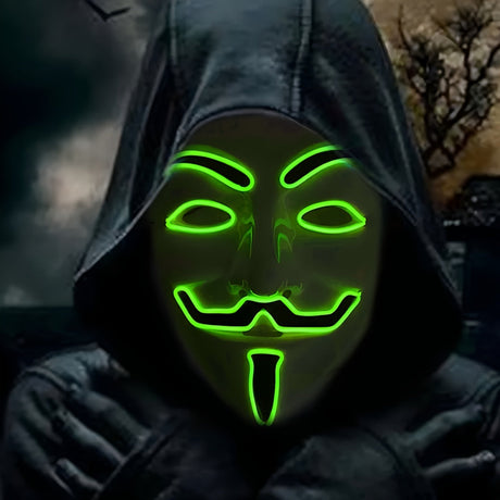 LED Halloween Mask  Anonymous Red Glow Design - Product detail 6