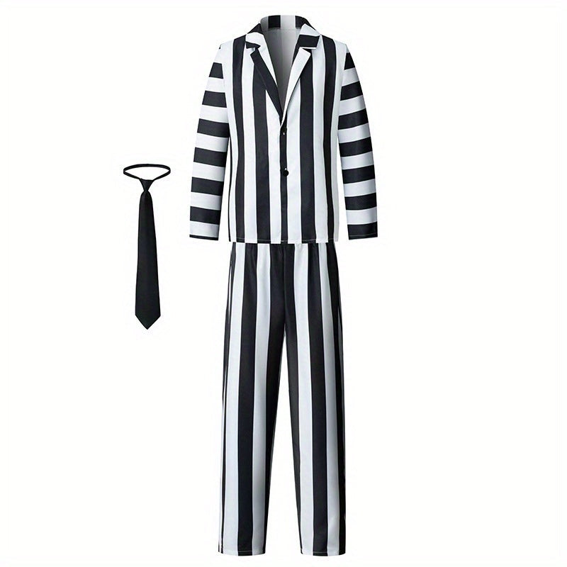 Striped Costume Suit  Black and White Movie Character Design - Product showcase
