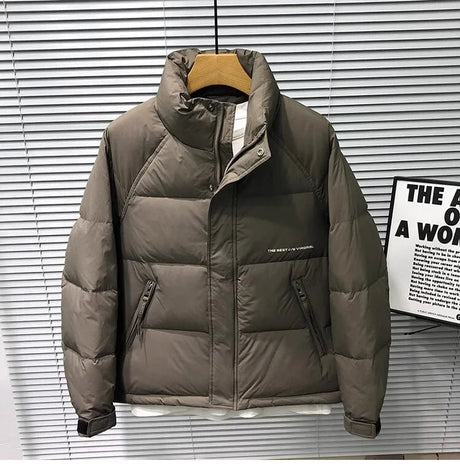 Winter Down Jacket  Quilted Puffer Coat With High Collar - Detailed view