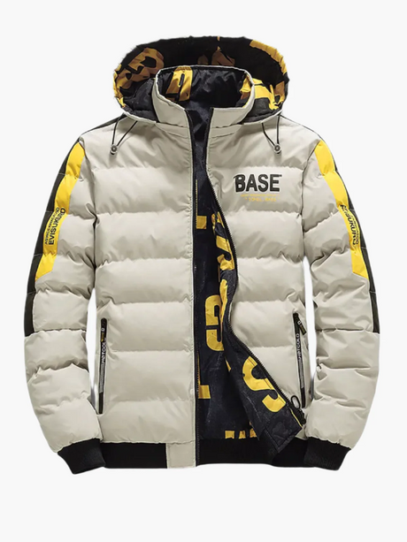Urban Winter Puffer Jacket  Quilted Down Hooded Design - Detailed view