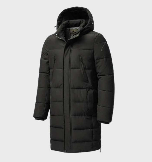 Mens Winter Parka  Waterproof Quilted Hooded Coat - Product showcase