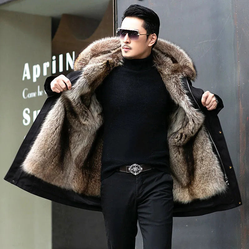 Luxury Winter Parka  Premium Faux Fur Hooded Coat - Detailed view