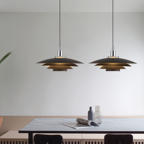 Modern Layered Pendant Light  Black Iron Multi-Tier Design - Product showcase